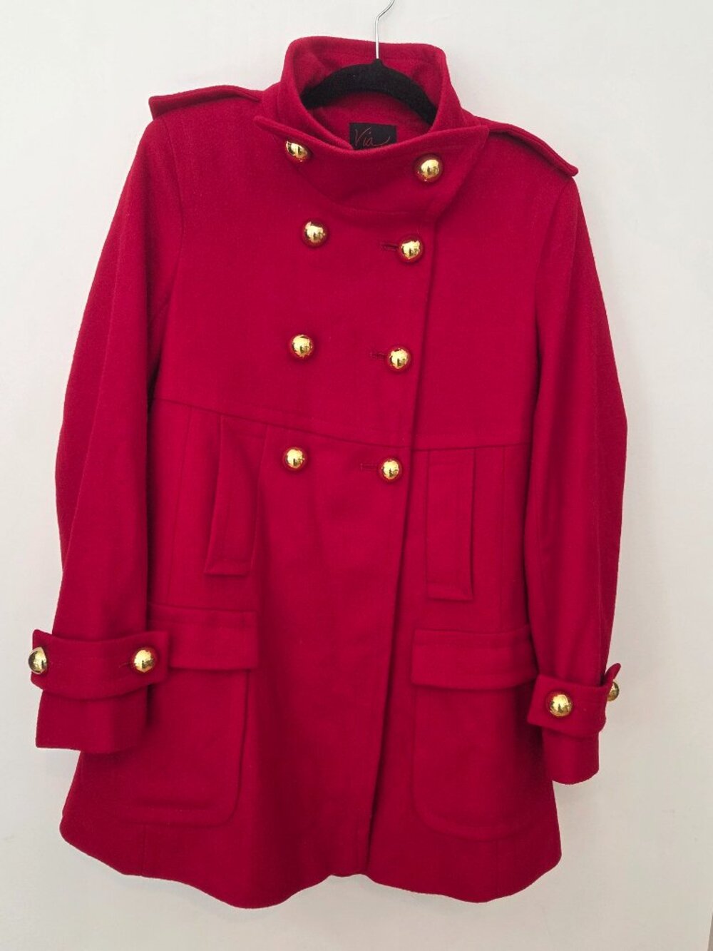Vintage Via Victoria's Secret Red Wool Military Coat S
